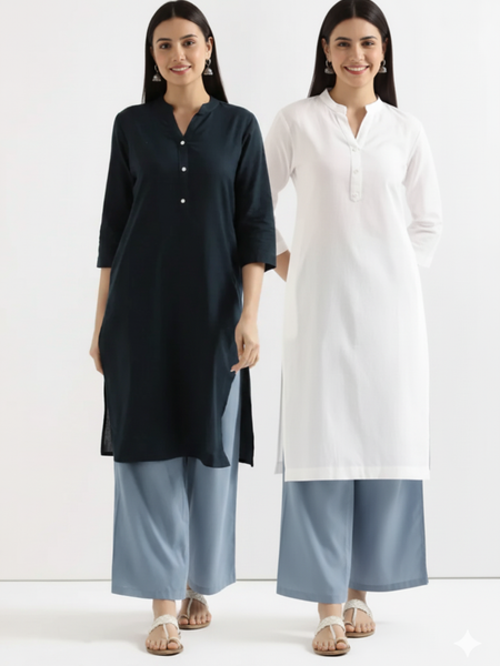 Pack Of 2 Long Cotton Kurti For Women