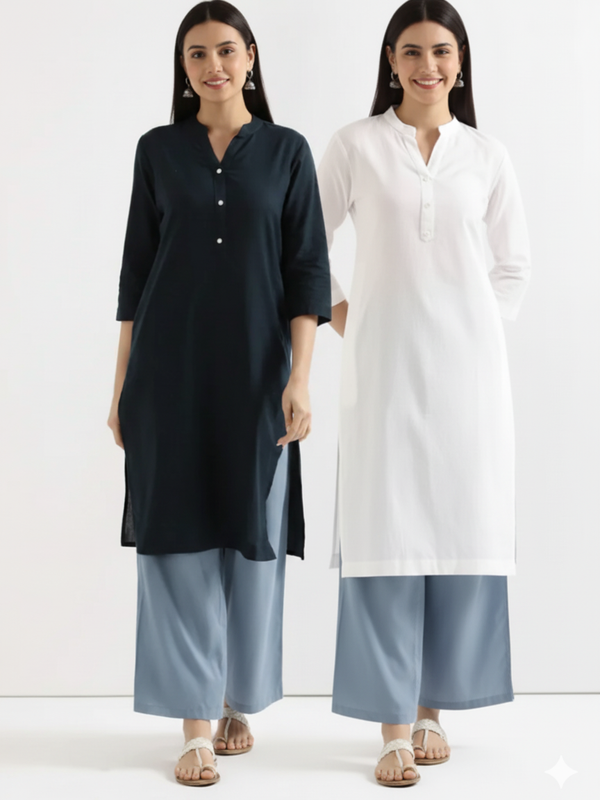 Pack Of 2 Long Cotton Kurti For Women