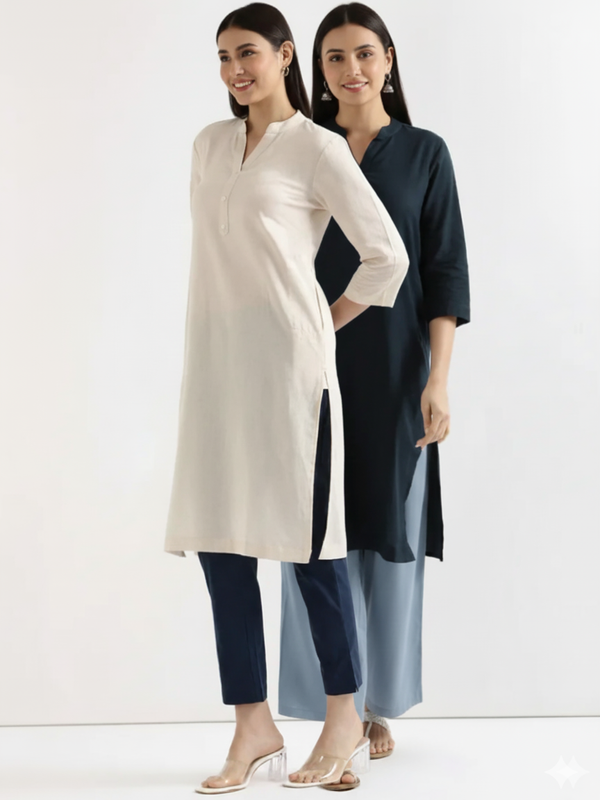 Pack Of 2 Long Cotton Kurti For Women