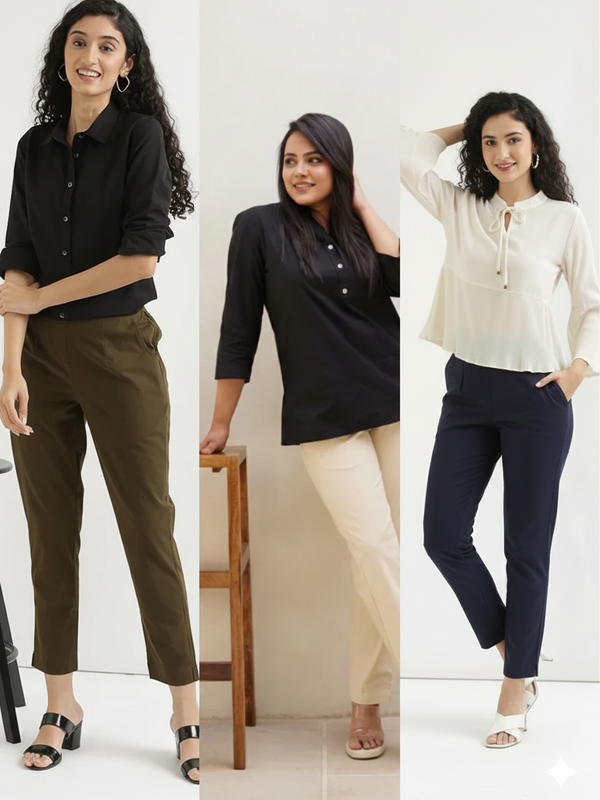 Pack Of 3 Everyday Cotton Pants For Women