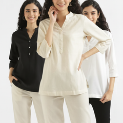 Pack Of 3 Short Cotton Short Kurti For Women