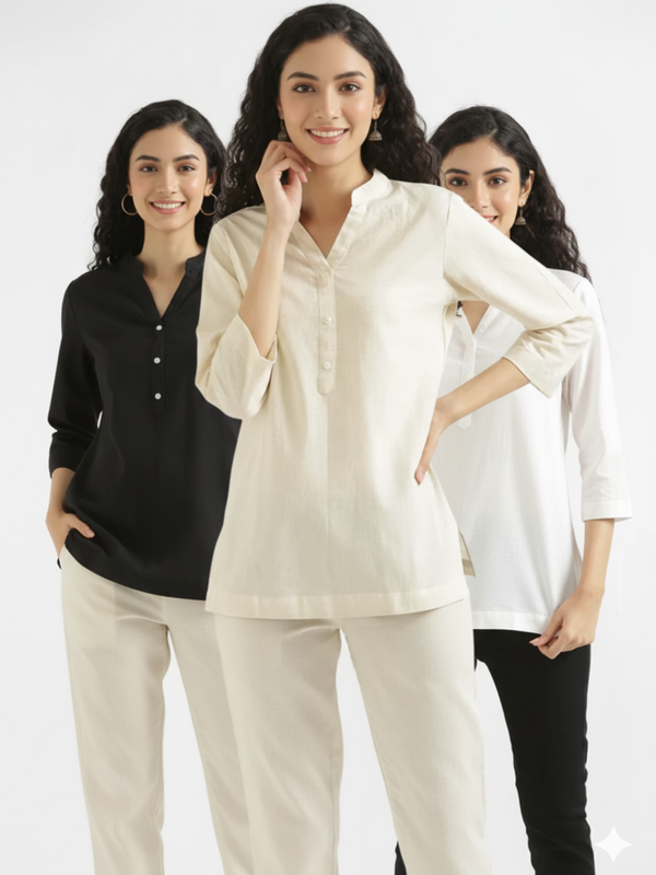 Pack Of 3 Short Cotton Short Kurti For Women