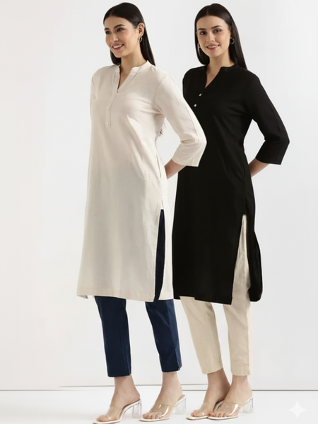 Pack Of 2 Long Cotton Kurti For Women