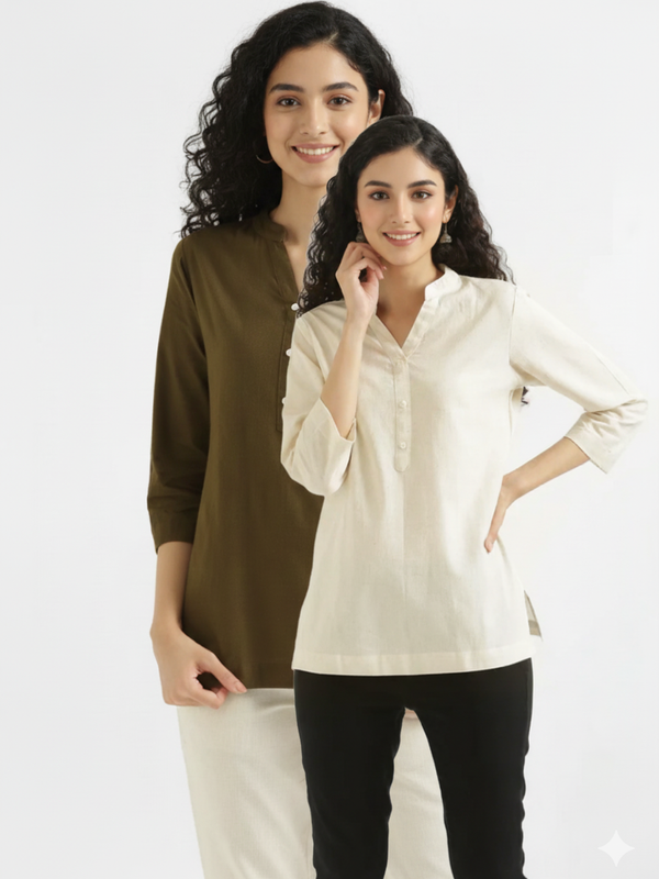 Pack Of 2 Short Cotton Short Kurti For Women