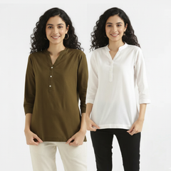 Pack Of 2 Short Cotton Short Kurti For Women