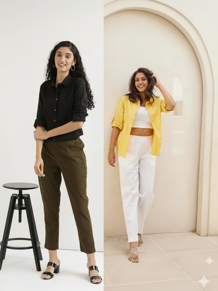 Pack Of 2 Everyday Cotton Pants For Women