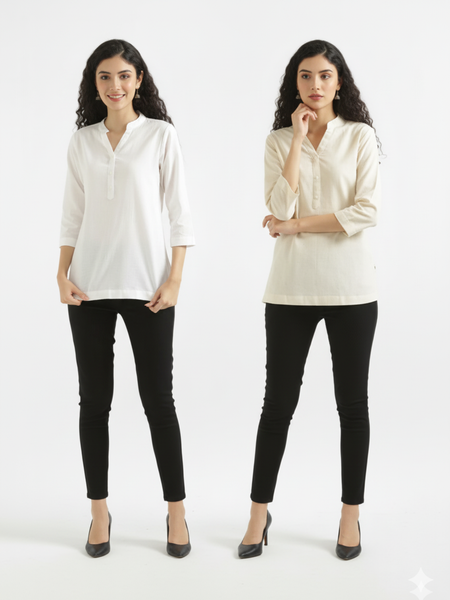 Pack Of 2 Short Cotton Short Kurti For Women