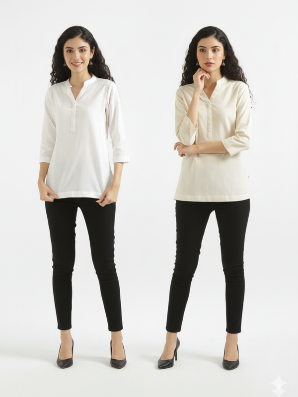 Pack Of 2 Short Cotton Short Kurti For Women