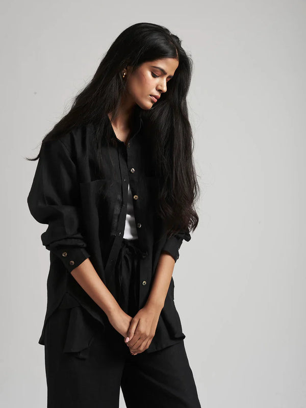 Neha Dhupia Muse Black Linen Coord Set  25