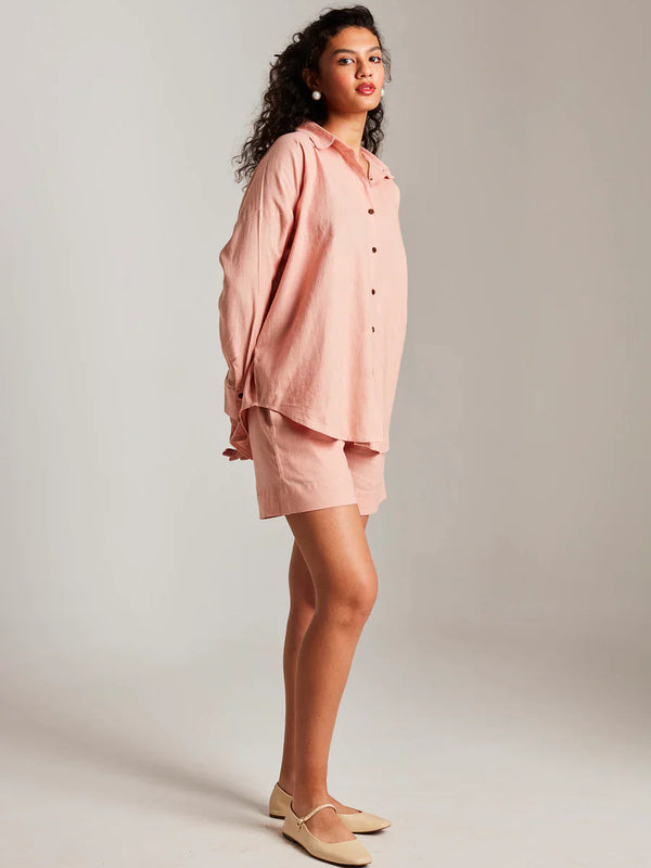 Rosé Co-Linen Classic Shirt Set