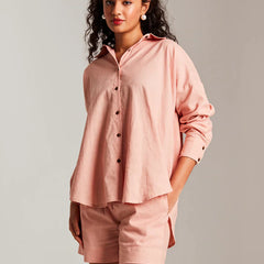Rosé Co-Linen Classic Shirt Set