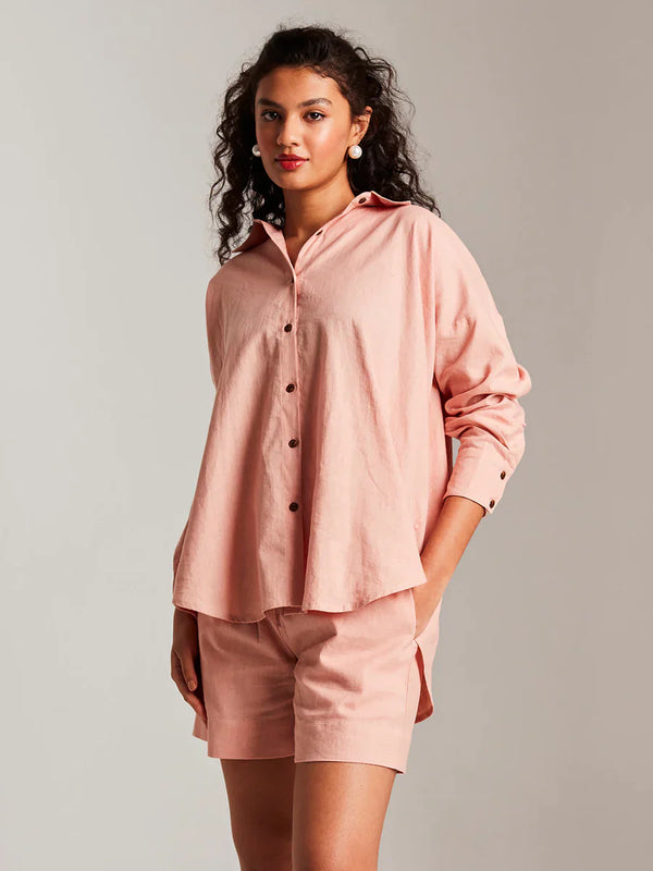 Rosé Co-Linen Classic Shirt Set