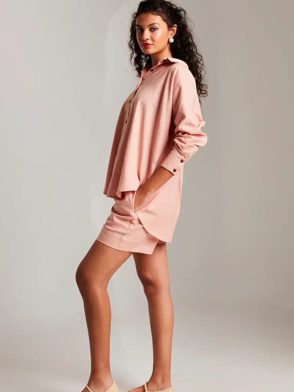 Rosé Co-Linen Classic Shirt Set