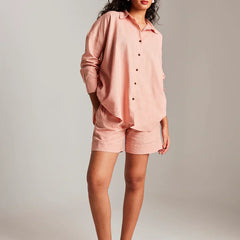Rosé Co-Linen Classic Shirt Set