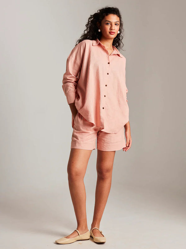 Rosé Co-Linen Classic Shirt Set