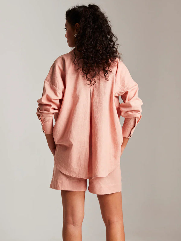 Rosé Co-Linen Classic Shirt Set