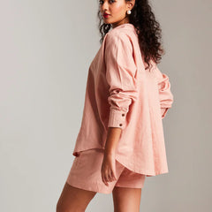 Rosé Co-Linen Classic Shirt Set