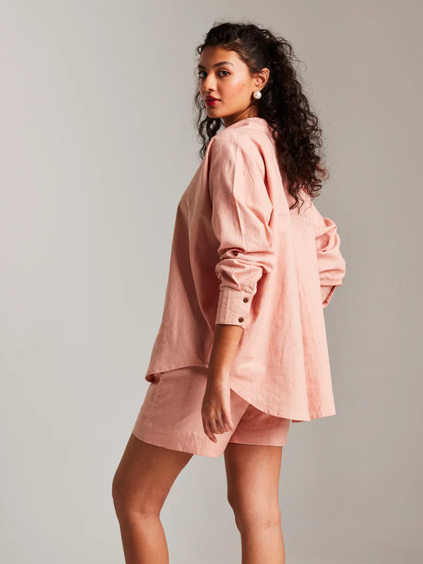 Rosé Co-Linen Classic Shirt Set