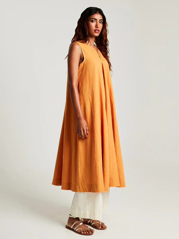 Mango Co-Linen Sleeveless Flared Kurta