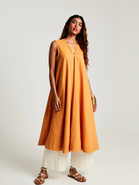 Mango Co-Linen Sleeveless Flared Kurta