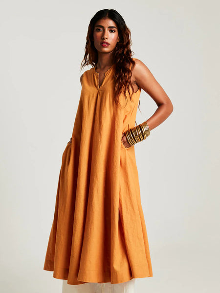Mango Co-Linen Sleeveless Flared Kurta