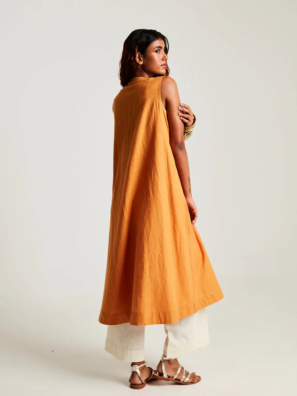 Mango Co-Linen Sleeveless Flared Kurta