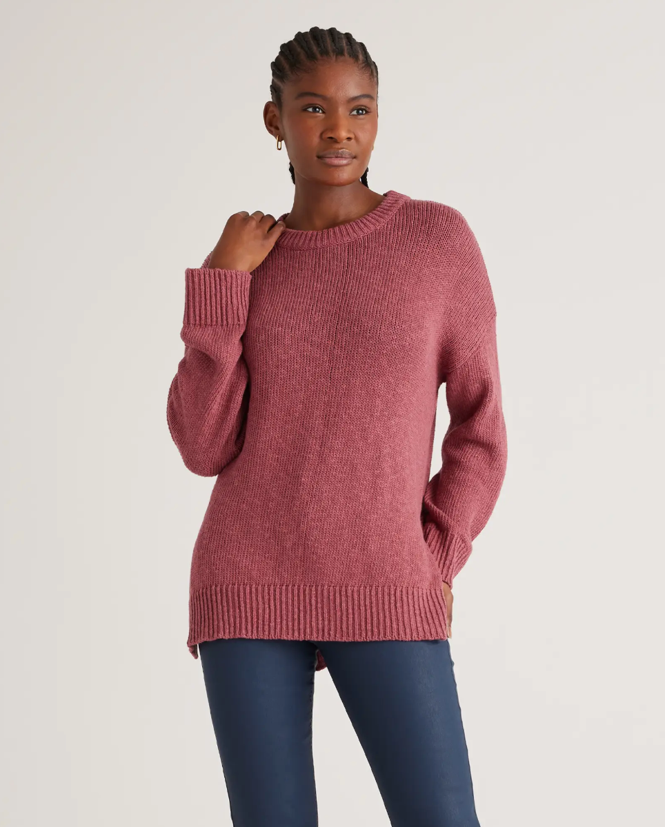 Cotton Linen Oversized Crew Sweater