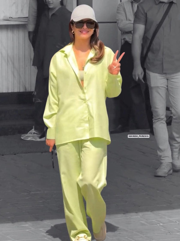 Priyanka Chopra Muse Pastel Pista Cotton Coord Set