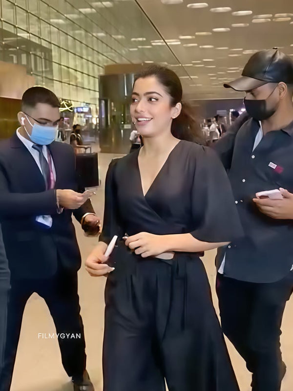 Rashmika Mandana Muse Black Cotton Coord Set