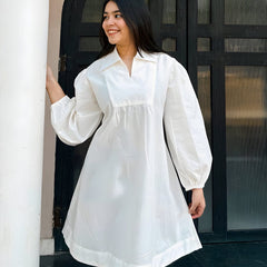 Vanilla White Poplin Dress