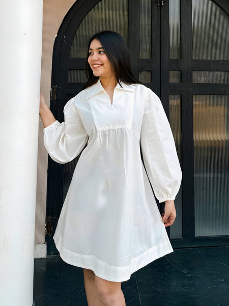 Vanilla White Poplin Dress