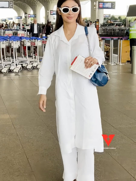 Mouni Roy Muse Vanilla Linen Kurta Set