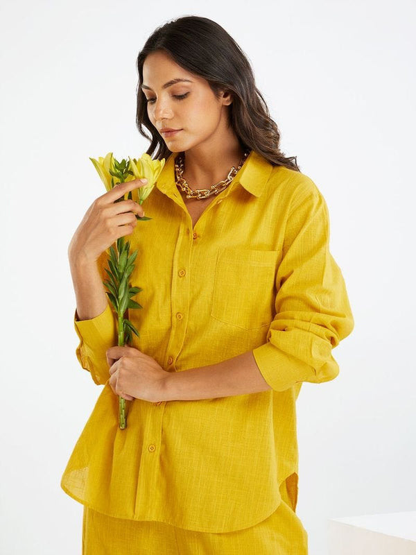 Yellow Cotton Slub Co-ord Set