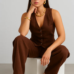 Alia Bhat Muse Chocolate Co-Linen Vest Coat & Trousers