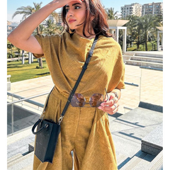 Chic Mustard Cowl Top