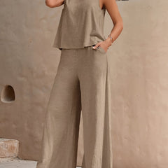 Two-piece Set Top & Wide Leg Loose Pants