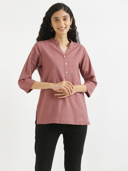 Rose Taupe Linen Kurta