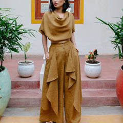 Chic Mustard Cowl Top