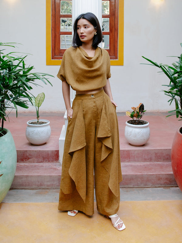 Chic Mustard Cowl Top