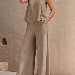 Two-piece Set Top & Wide Leg Loose Pants