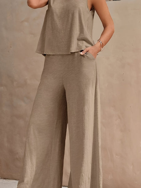 Two-piece Set Top & Wide Leg Loose Pants