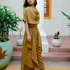 Chic Mustard Cowl Top