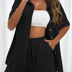 Women's Casual  Two-piece Solid Color Shirt