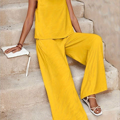 Two-piece Set Top & Wide Leg Loose Pants