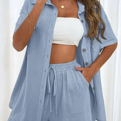 Women's Casual  Two-piece Solid Color Shirt