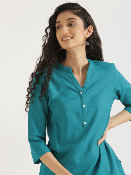 Teal Linen Short Delight
