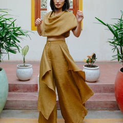 Chic Mustard Cowl Top