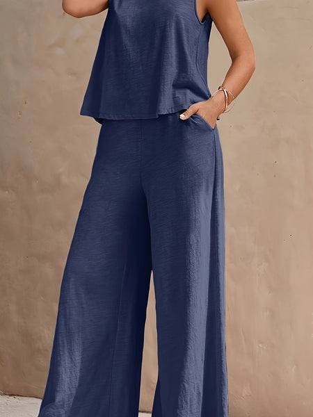 Two-piece Set Top & Wide Leg Loose Pants