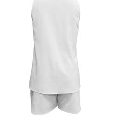 Solid Color Two-piece Set, Sleeveless V Neck Tank Top