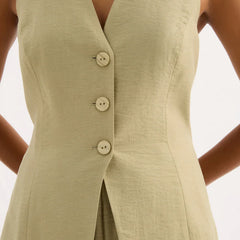 Samantha Muse Leaf Vest Coat & Pant Set